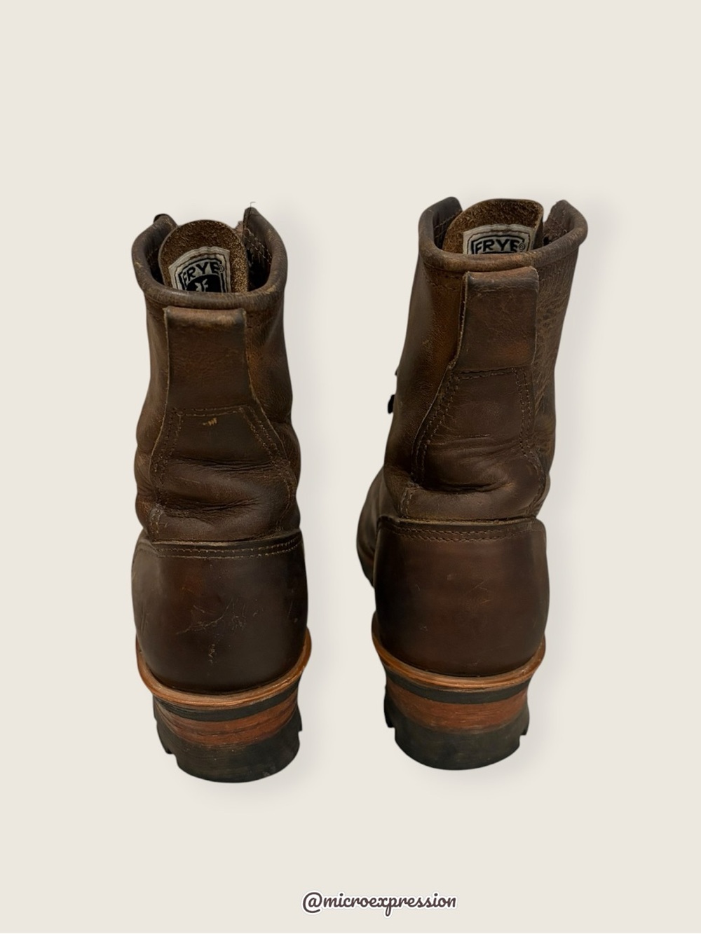 Frye Logger 8G Brown Leather Distressed LaceUp Lug Sole Work/Hiking Moto Bootie - Picture 11 of 14